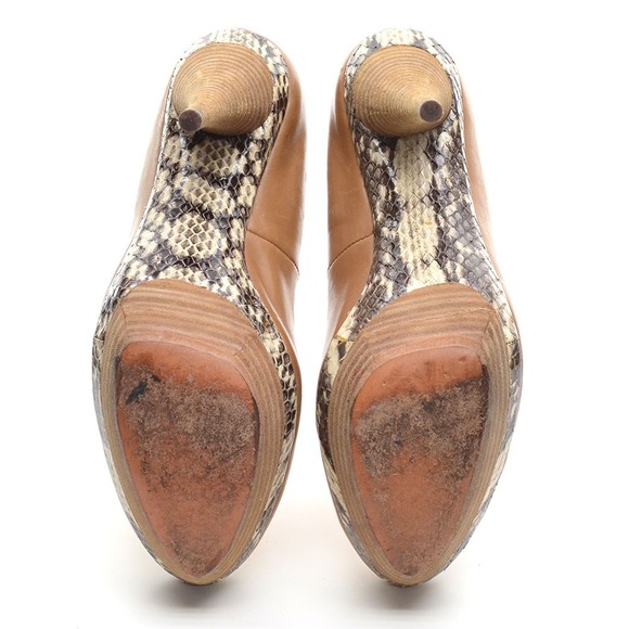 Elie Tahari Snake Trim Brown Leather Platform Pump 37 - Picture 6 of 8